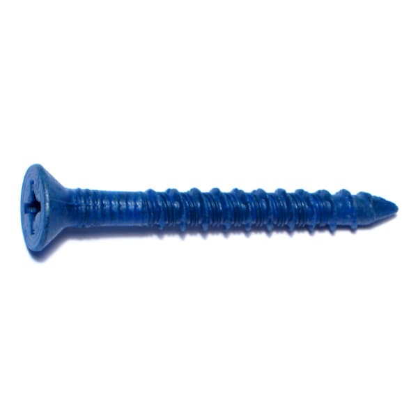 Tapcon Concrete Screw, 1/4" Dia., Flat, 2 1/4 in L, Steel Blue Ruspert, 100 PK